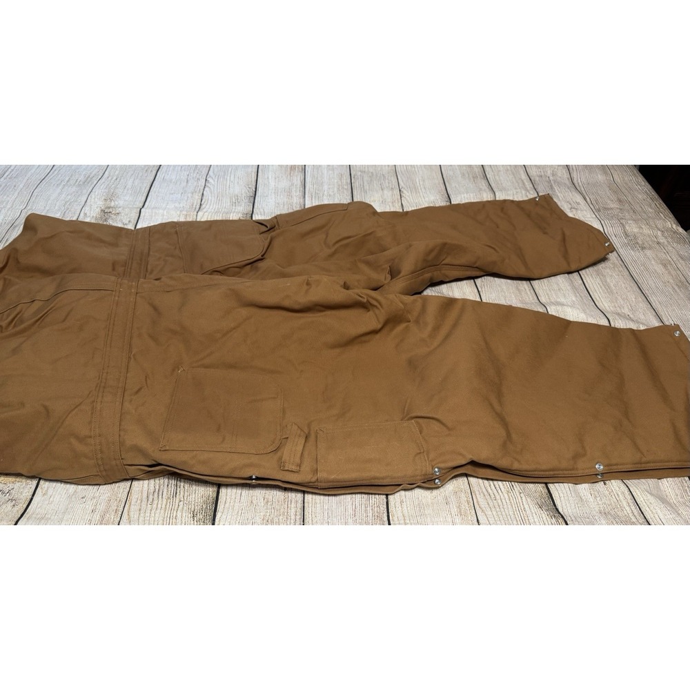 Carhartt R38 Men's 50 X 30 Duck Zip to Waist Quilt Lined Bib Overalls Brown Bibs - Picture 8 of 8
